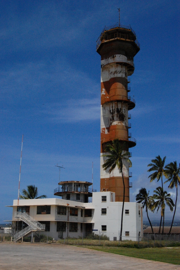 The old air tower at the Pacific Aviation Museum